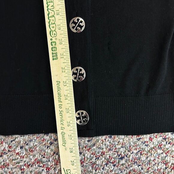 Tory Burch Black 100% Merino Wool V-Neck Long Sleeve Cardigan Sweater Size S - Picture 11 of 11